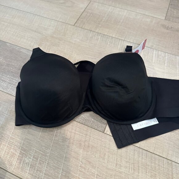 CACIQUE WOMENS BLACK BRA NEW LIGHTLY LINED FULL COVERAGE 46C - Picture 1 of 6